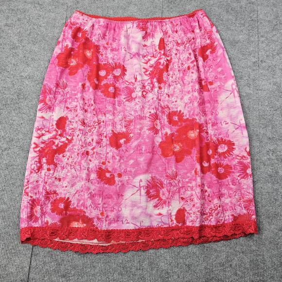 Vintage Xhilaration Skirt Womens 22/24 Pink Y2K Floral Lace Bright Phoebe Artsy - Picture 1 of 5